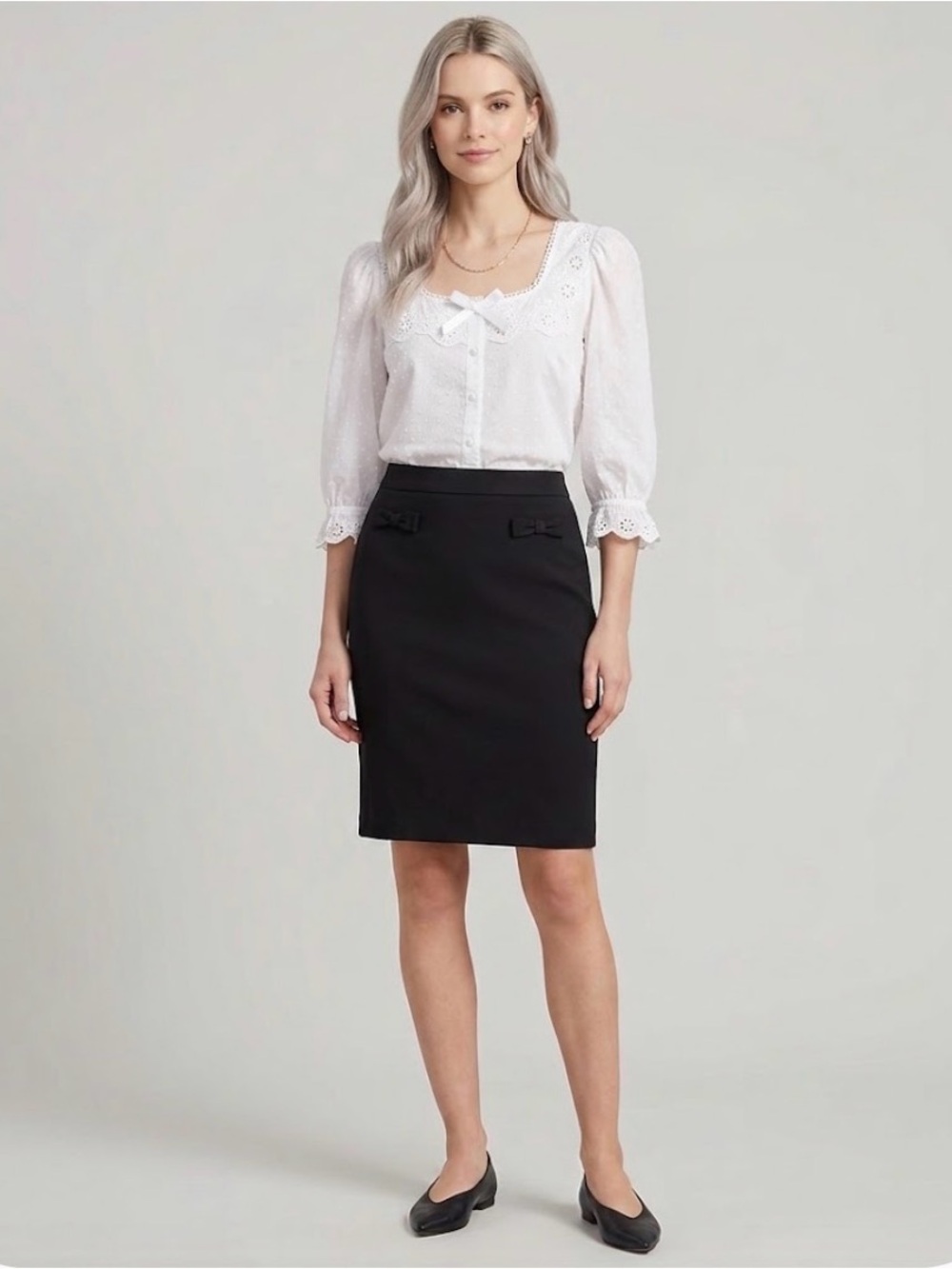 Talbots Black Bow Accent Skirt